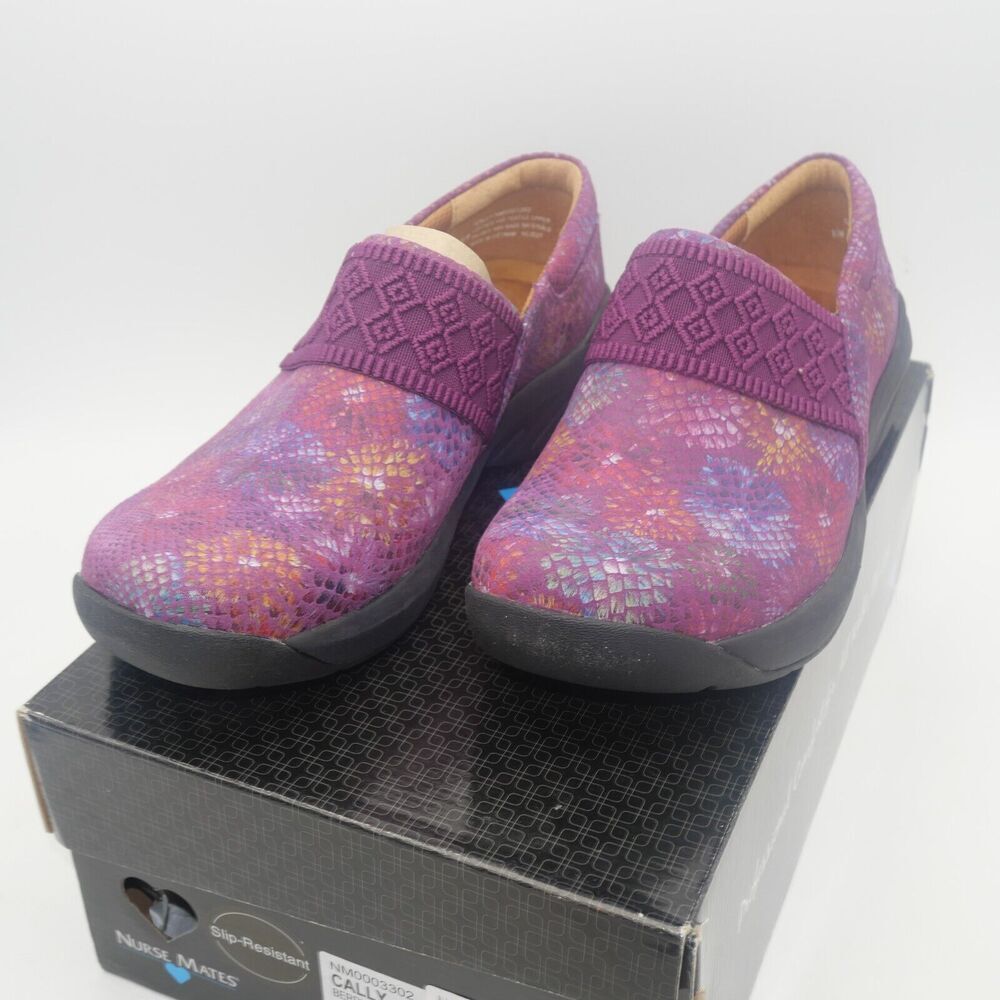 NEW Nurse Mates Women's 7 Cally Berry Aster Slip On Purple Nursing Clogs Shoes